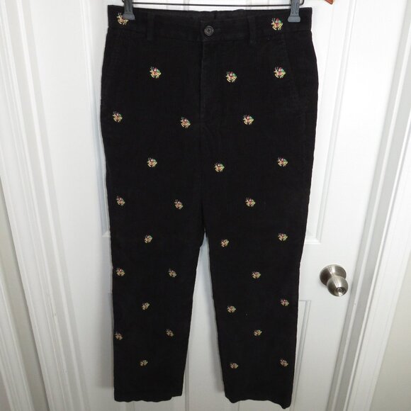 Brooks Brothers Black Corduroy Pants Embroidered Christmas Santa Reindeer 31x30 - Picture 1 of 6